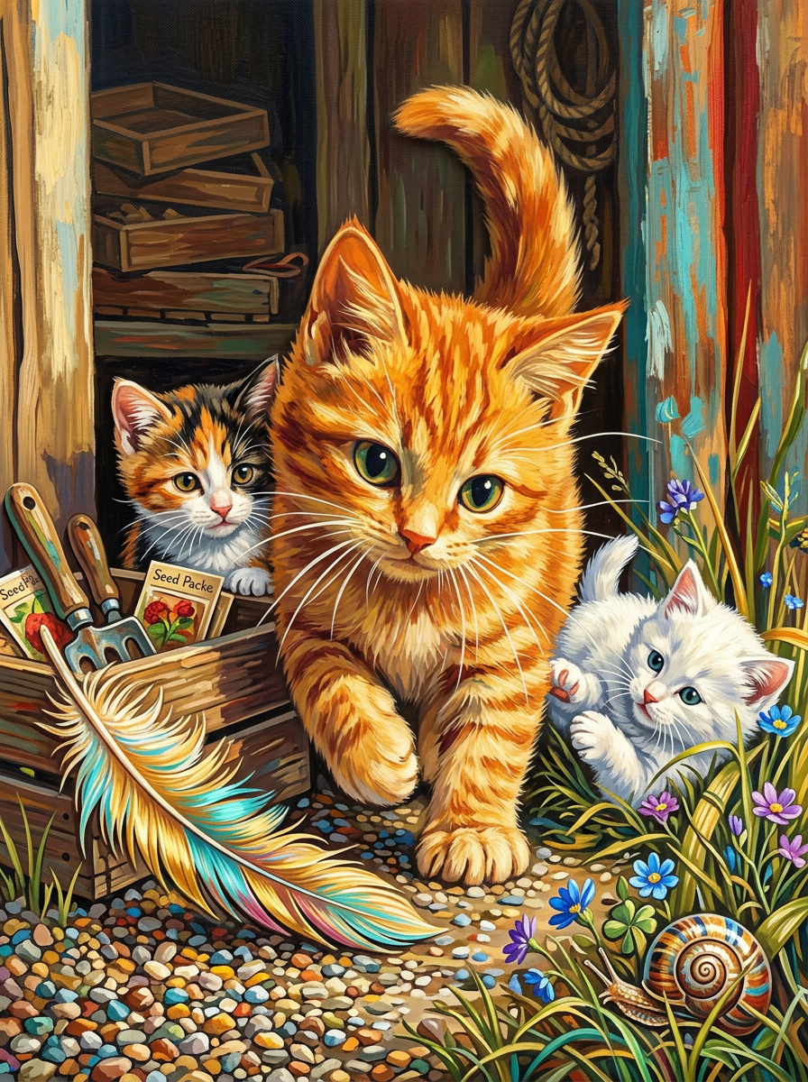 Playful Kittens Garden Shed (Diamond Painting) Diamond Painting kit