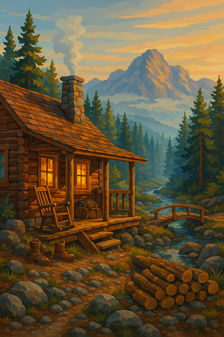 Cabin Among the Pines (Diamond Painting) Diamond Painting kit