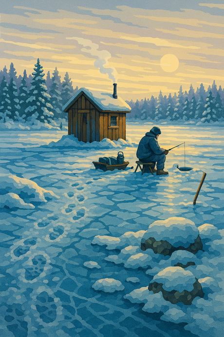 Winter Cabin by the Frozen Creek (Diamond Painting) Diamond Painting kit