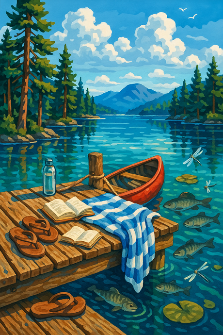 Red Canoe at Waterfall Landing (Diamond Painting) Diamond Painting kit