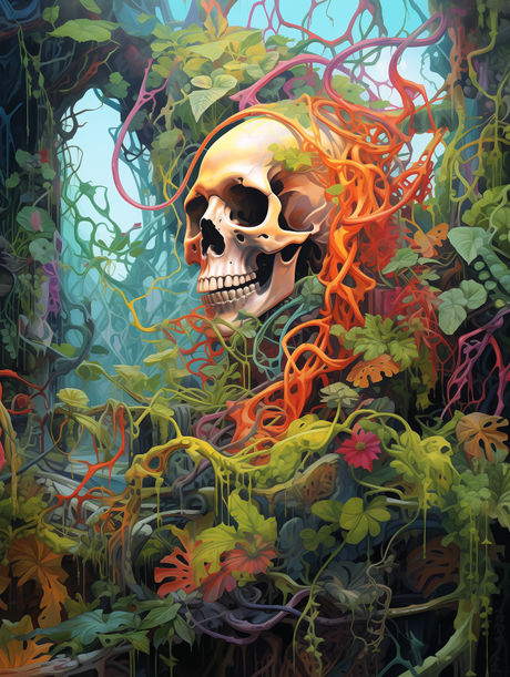 Skull in Coral Bloom (Diamond Painting) Diamond Painting kit