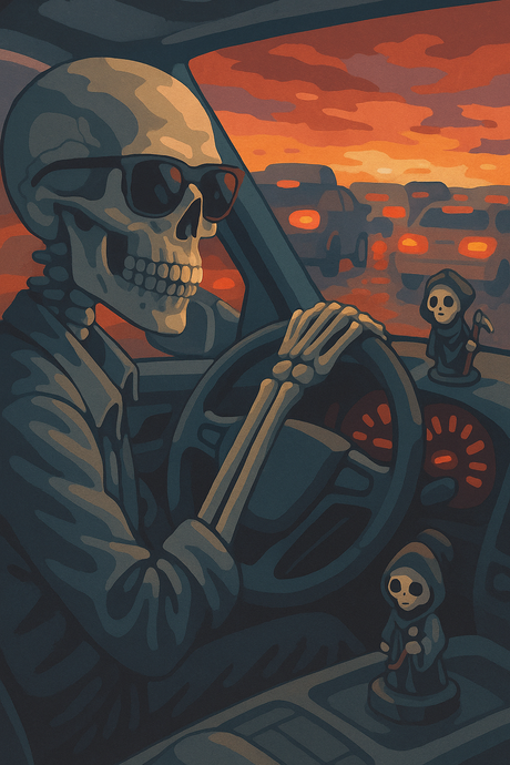 Skull on the Road: Dead Tired (Diamond Painting) Diamond Painting kit