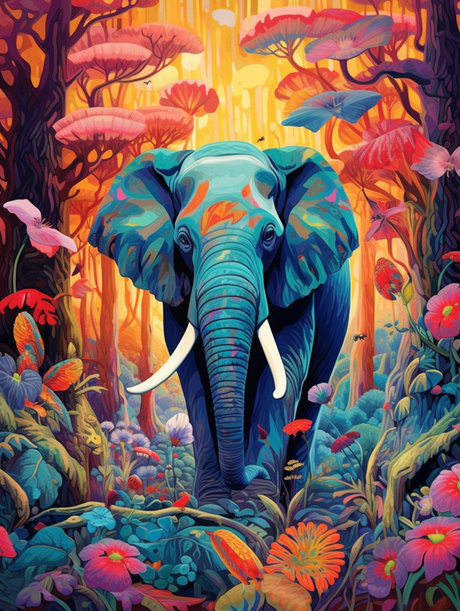 Elephant in the Tropics (Diamond Painting) Diamond Painting kit