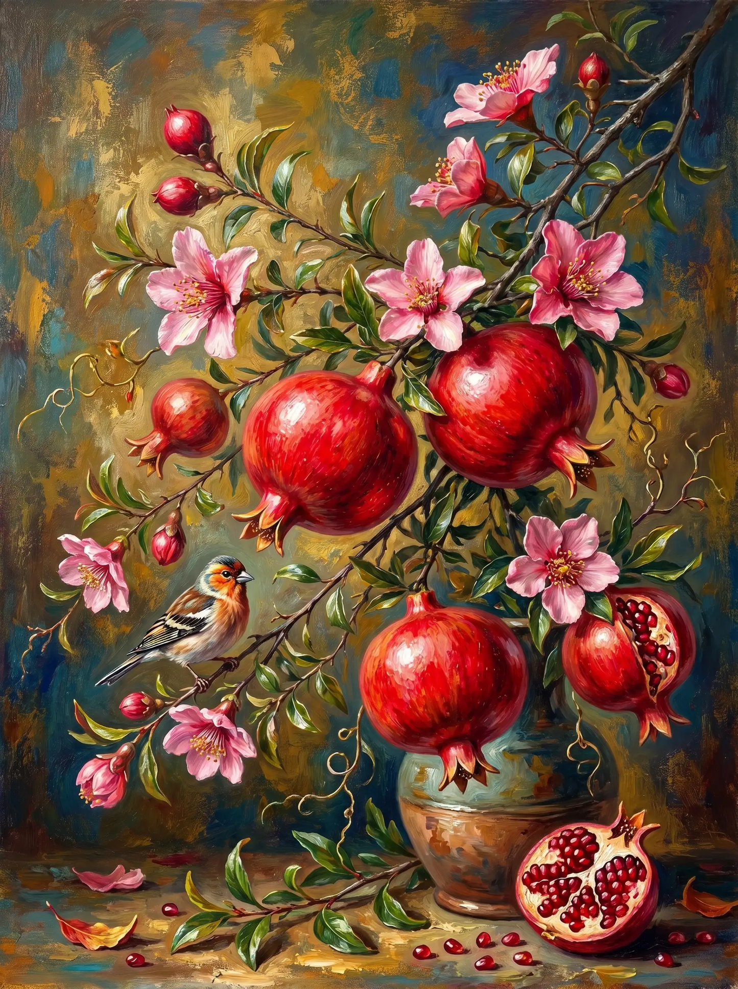Pomegranate Blossom Still Life (Diamond Painting)