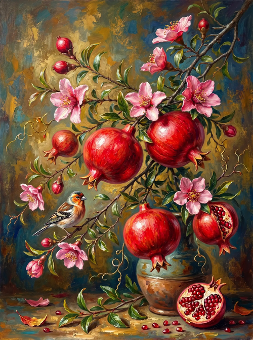 Pomegranate Blossom Still Life (Diamond Painting)