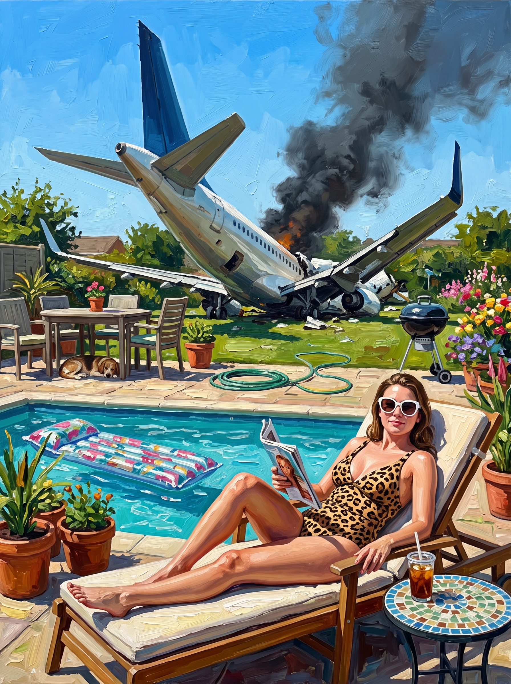 Poolside Plane Crash