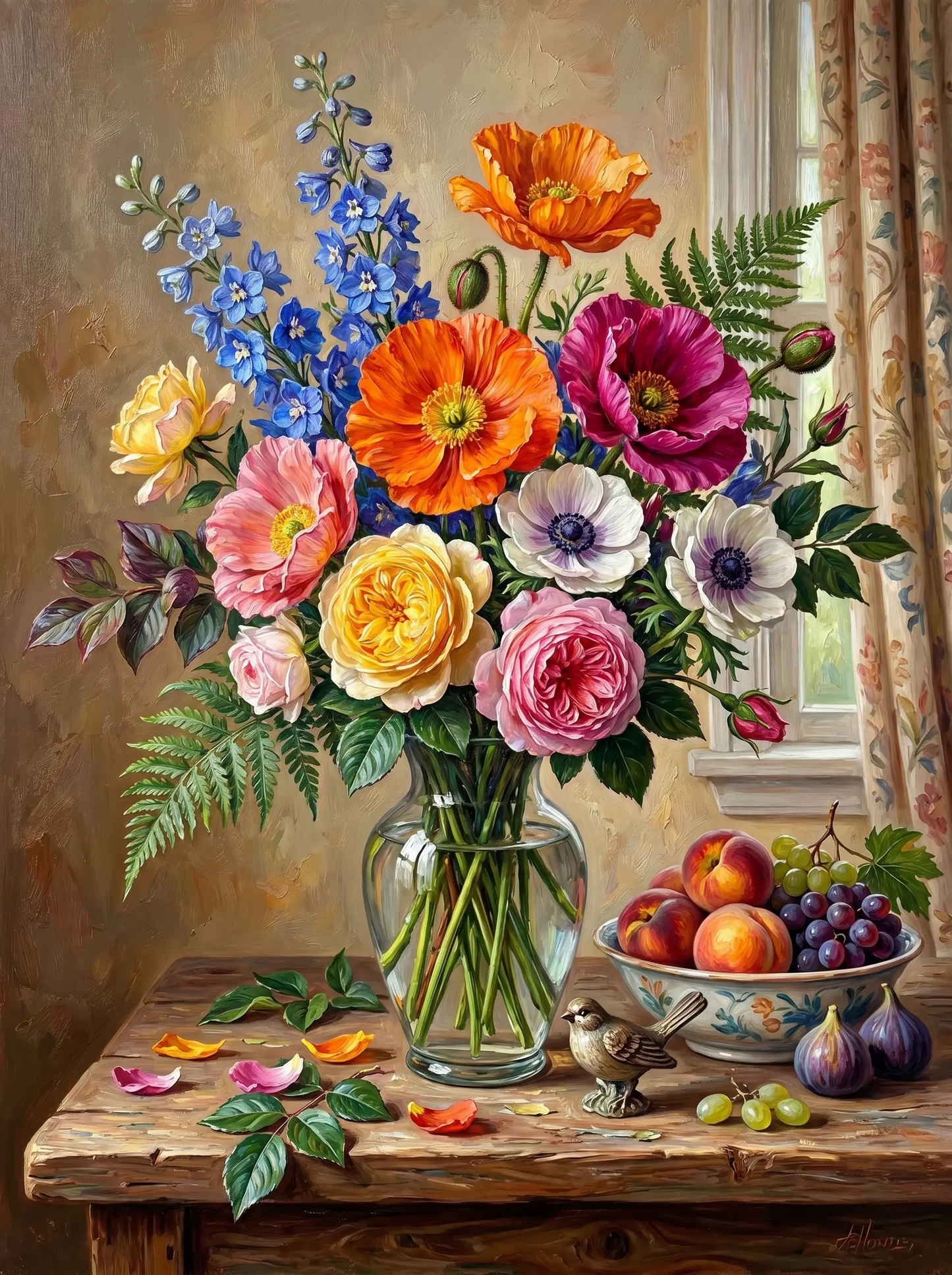 Poppy Anemone Vase Window (Diamond Painting)