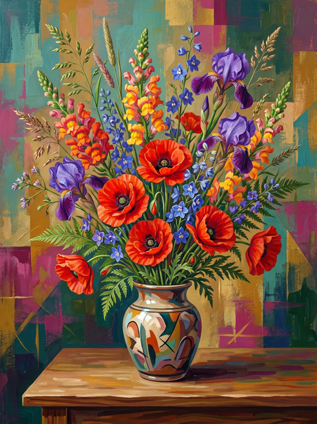 Poppy Iris Painted Vase (Diamond Painting) Diamond Painting kit