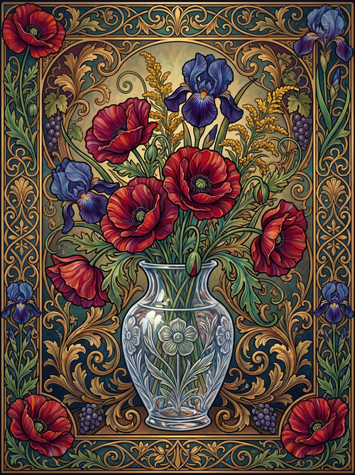 Poppy Iris Vase Panel (80 Colors)