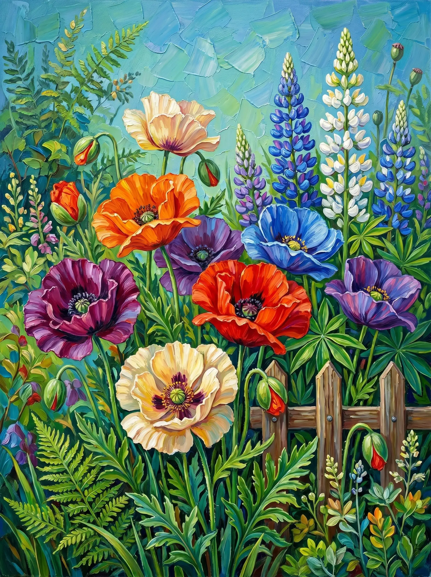 Poppy Lupine Garden (Diamond Painting)