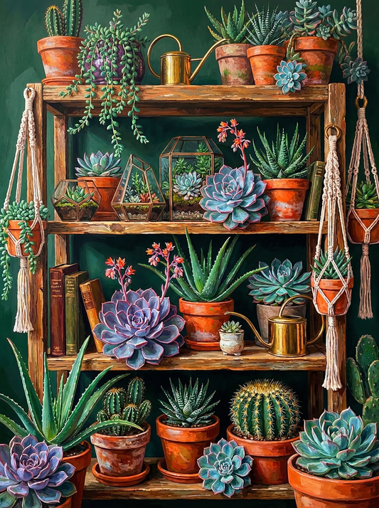 Potted Succulent Shelf (Diamond Painting)
