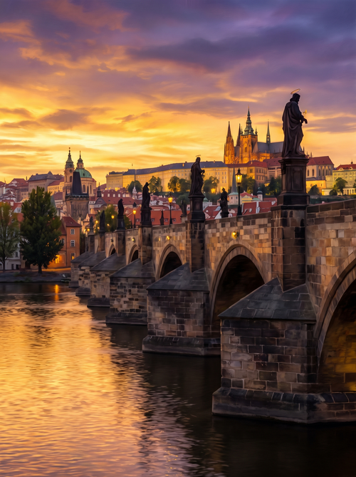Prague Charles Bridge Sunset