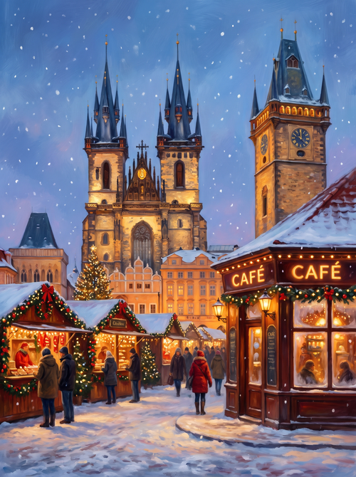 Prague Old Town Cafe Snow
