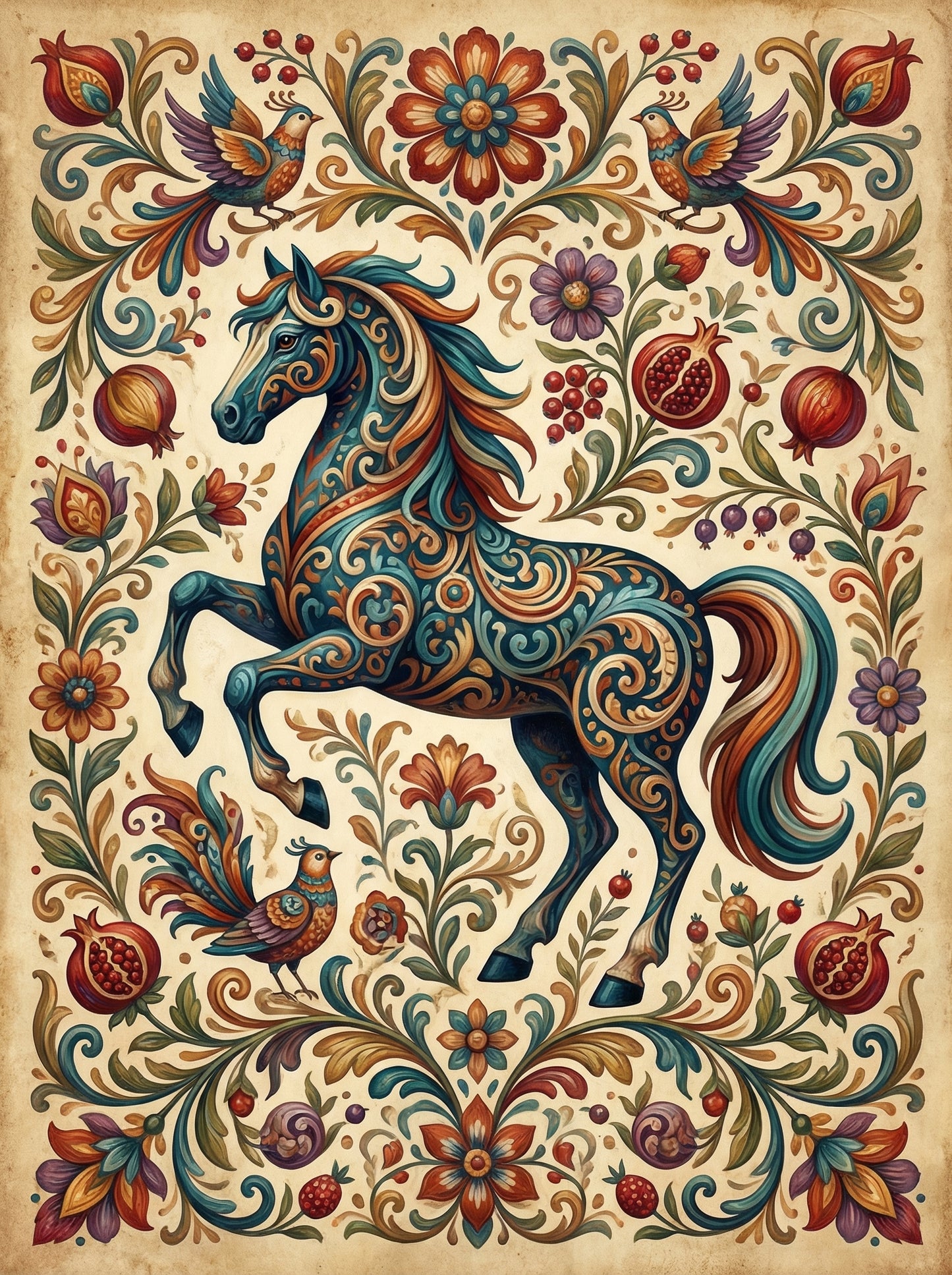 Prancing Horse Garden (100 Color Diamond Painting) Diamond Painting kit
