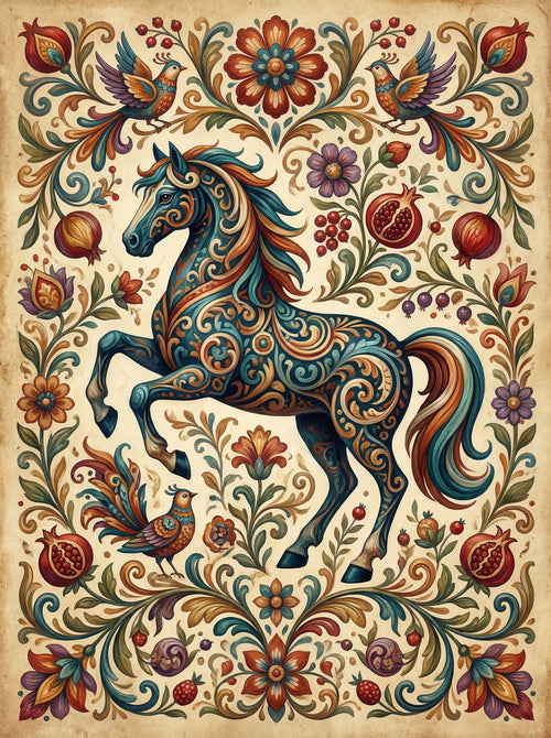 Prancing Horse Garden (100 Color Diamond Painting) Diamond Painting kit