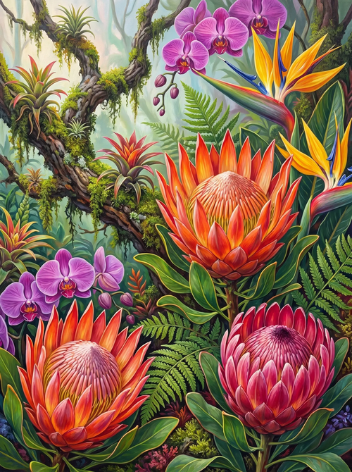 Protea Tropical Still Life (Diamond Painting)