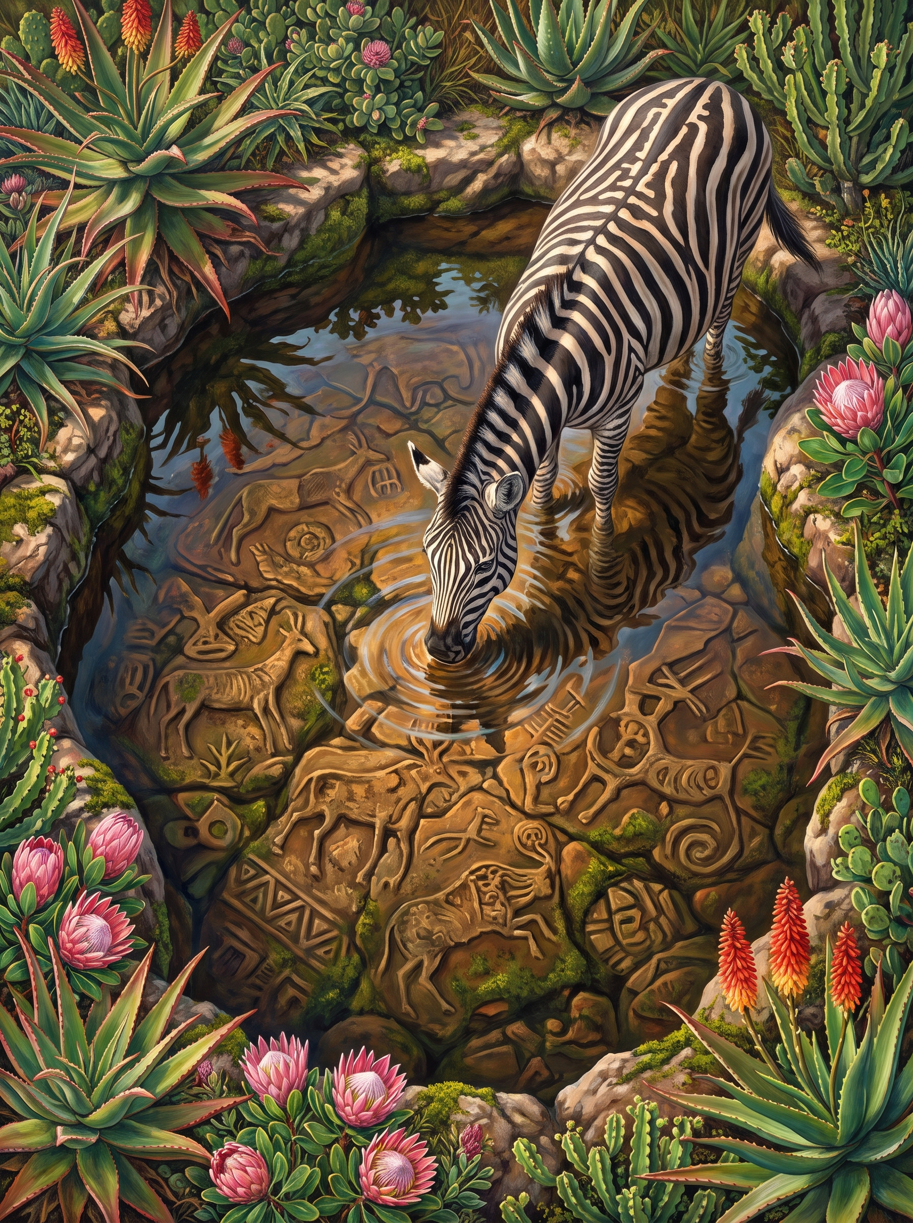 Protea Waterhole Zebra