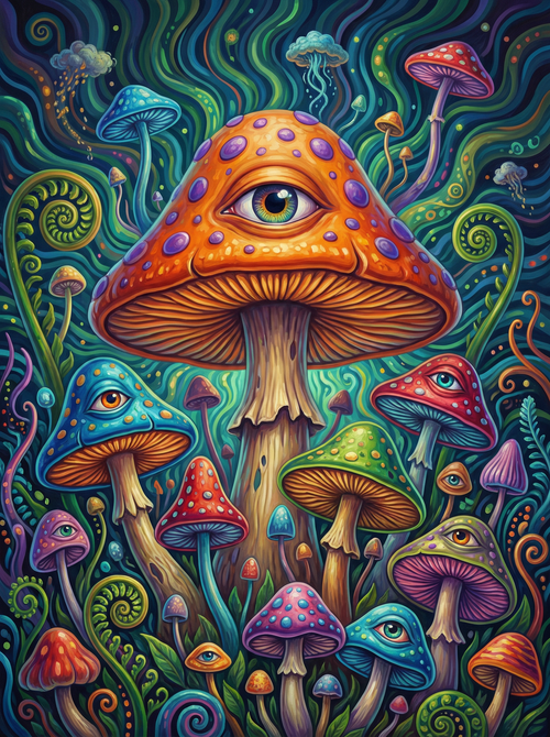 Psychedelic Eye Mushrooms (100 Color Diamond Painting) Diamond Painting kit