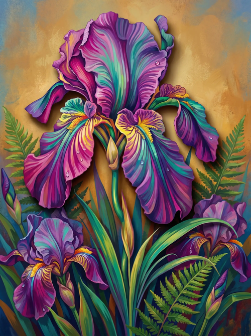 Psychedelic Purple Iris (Diamond Painting)