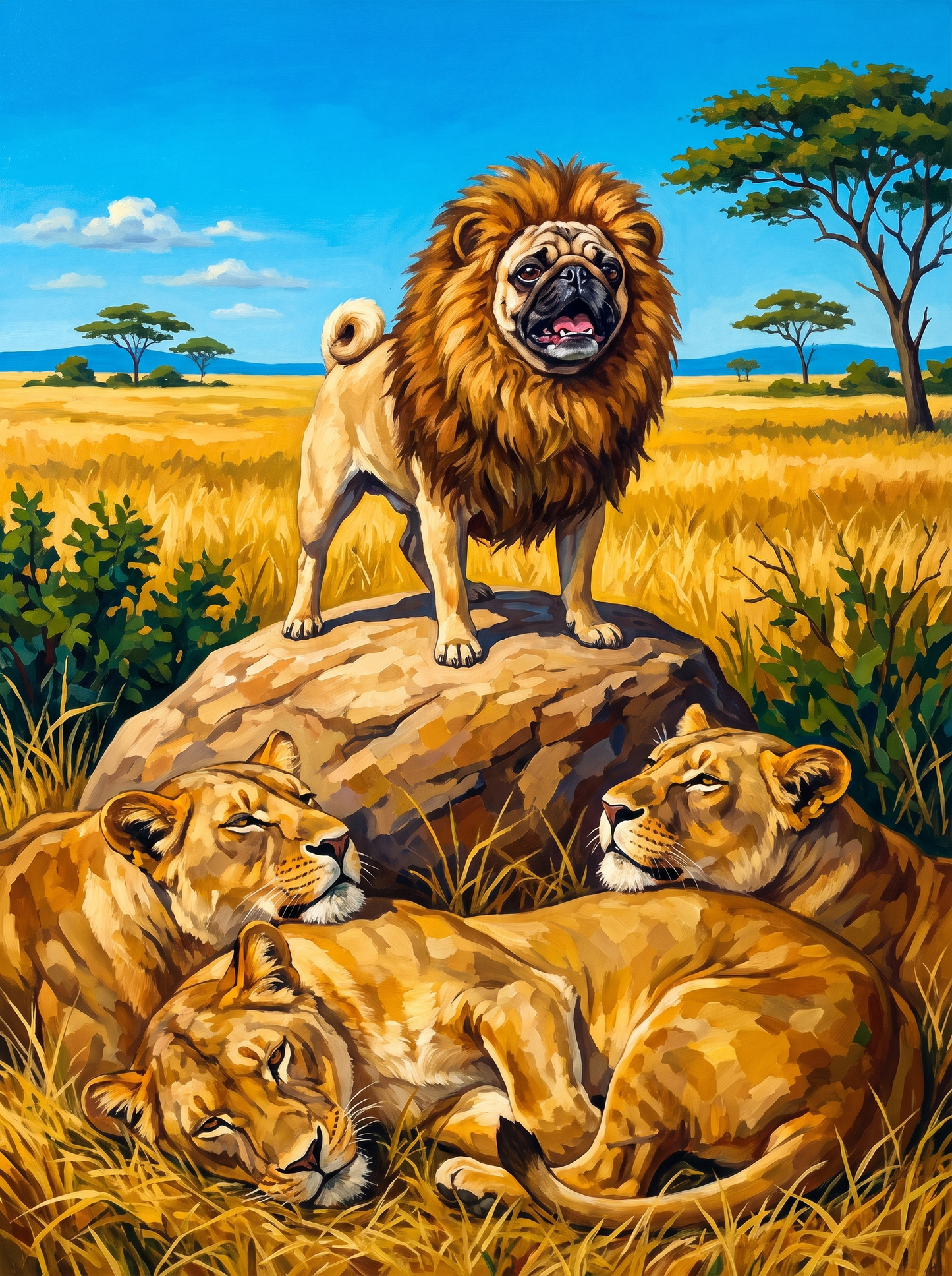 Pug in a Lion Mane