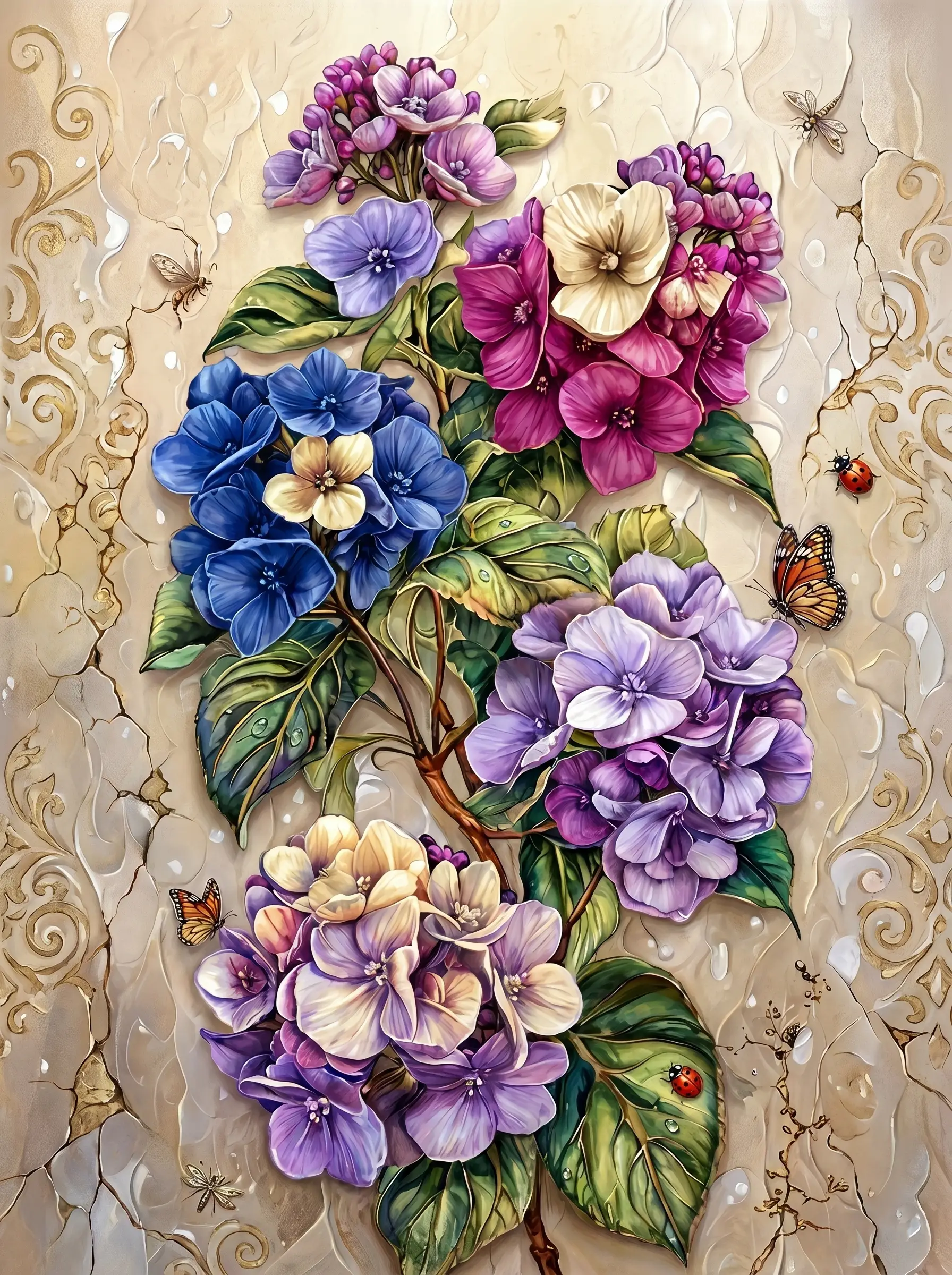 Purple Hydrangea Butterflies (Diamond Painting)