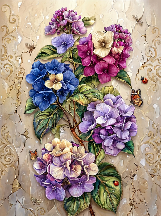Purple Hydrangea Butterflies (Diamond Painting) Diamond Painting kit