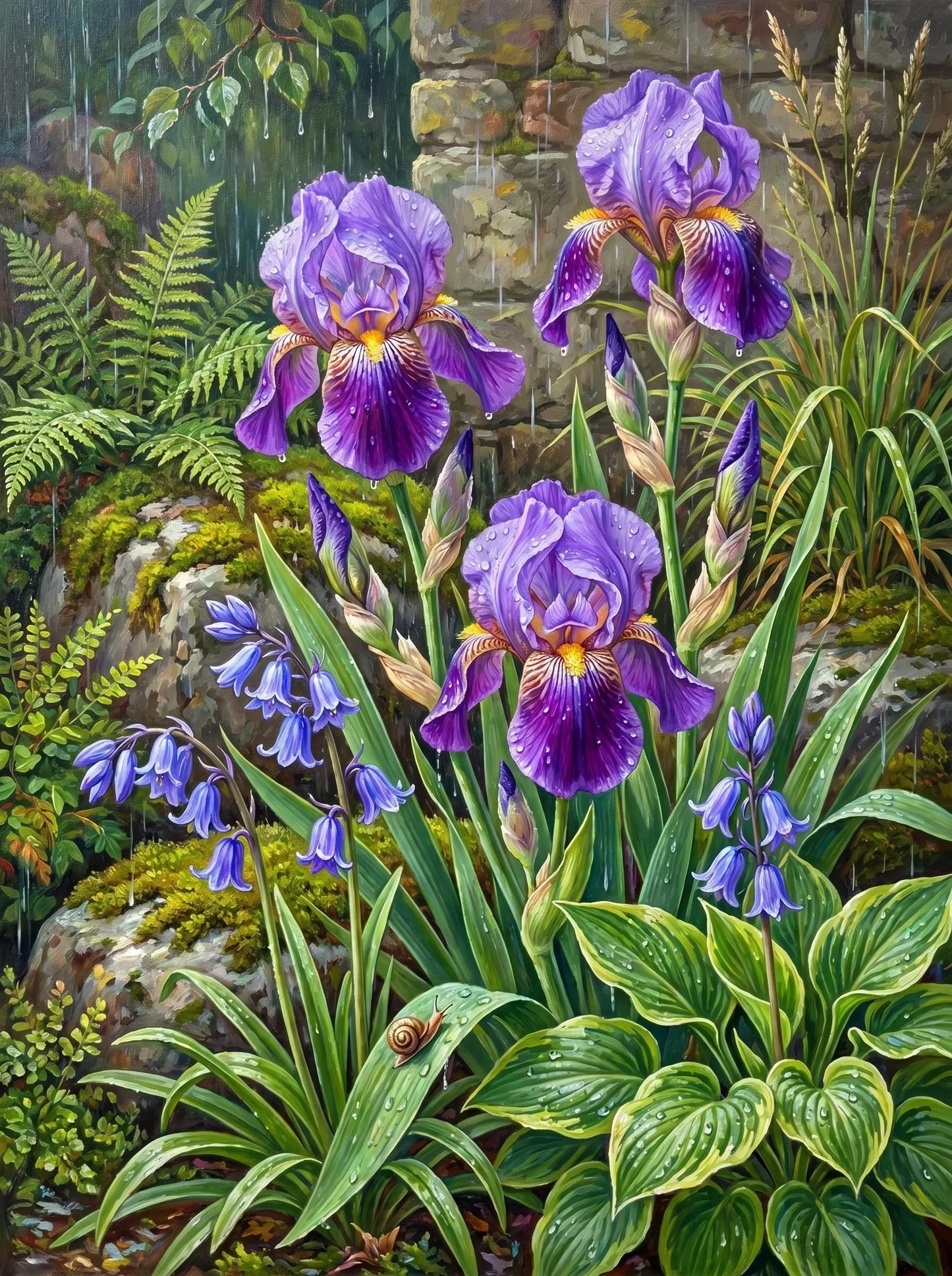 Purple Iris Bluebell Wall (Diamond Painting)