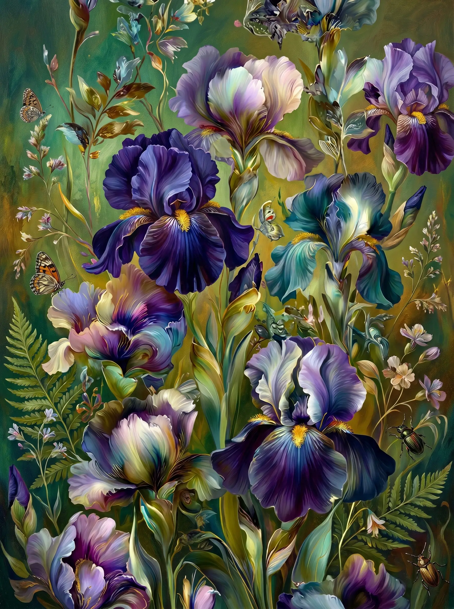 Purple Iris Garden Butterflies (Diamond Painting)
