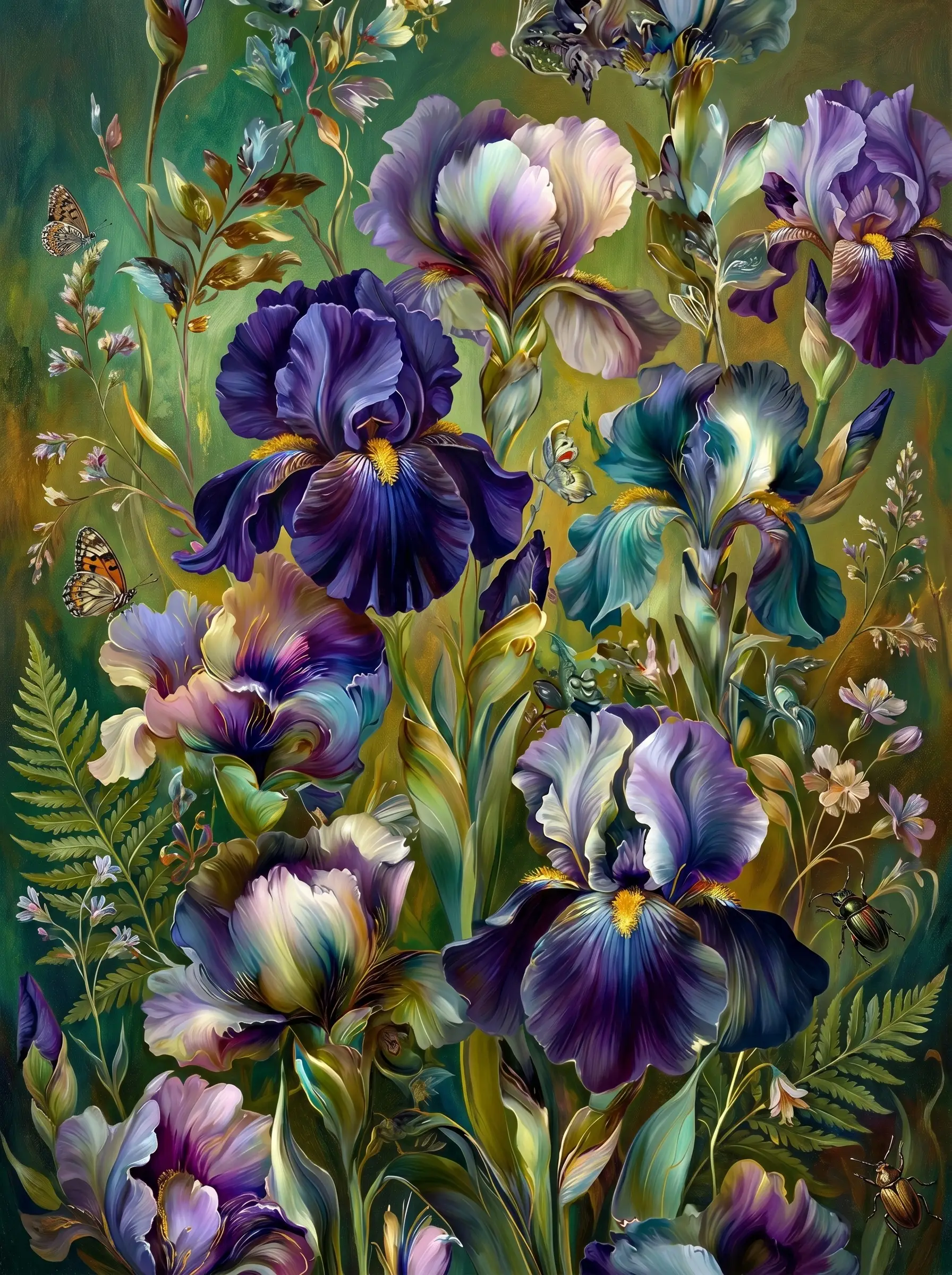 Purple Iris Garden Butterflies (Diamond Painting)