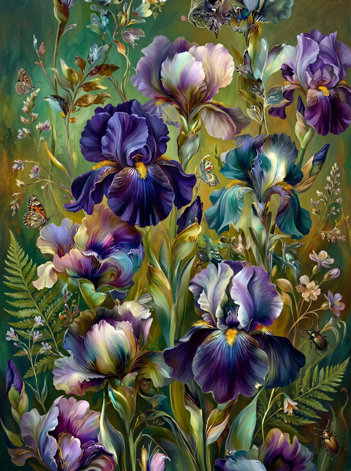 Purple Iris Garden Butterflies (Diamond Painting)