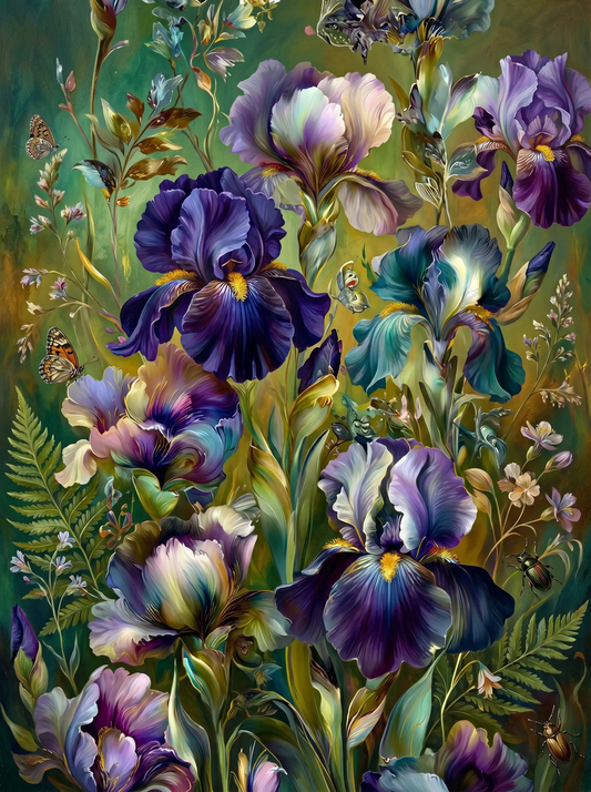 Purple Iris Garden Butterflies (Diamond Painting) Diamond Painting kit