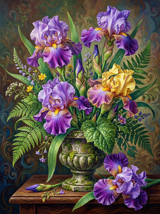 Purple Iris Vase Arrangement (Diamond Painting) Diamond Painting kit