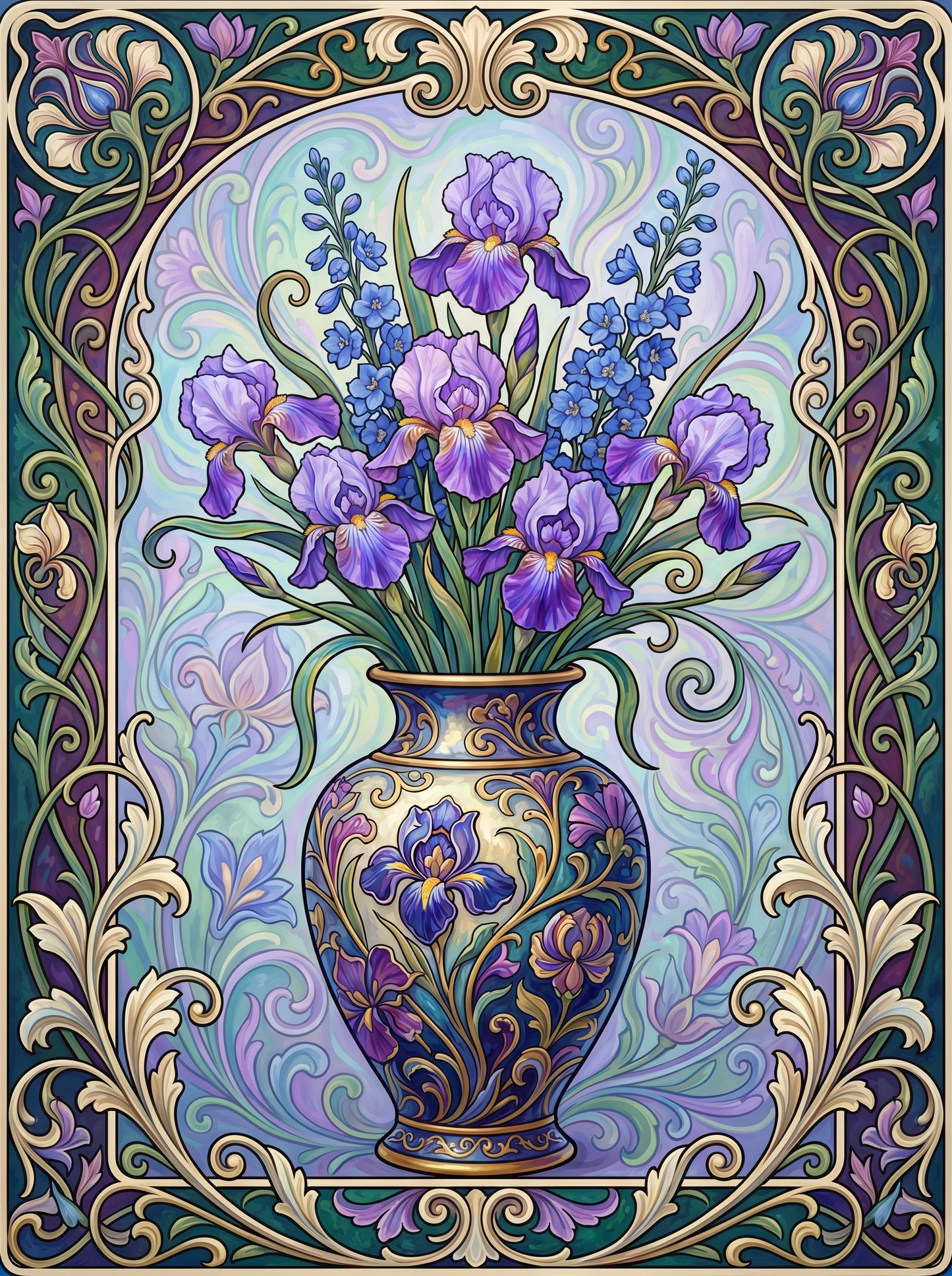 Purple Iris Vase Panel (80 Colors)