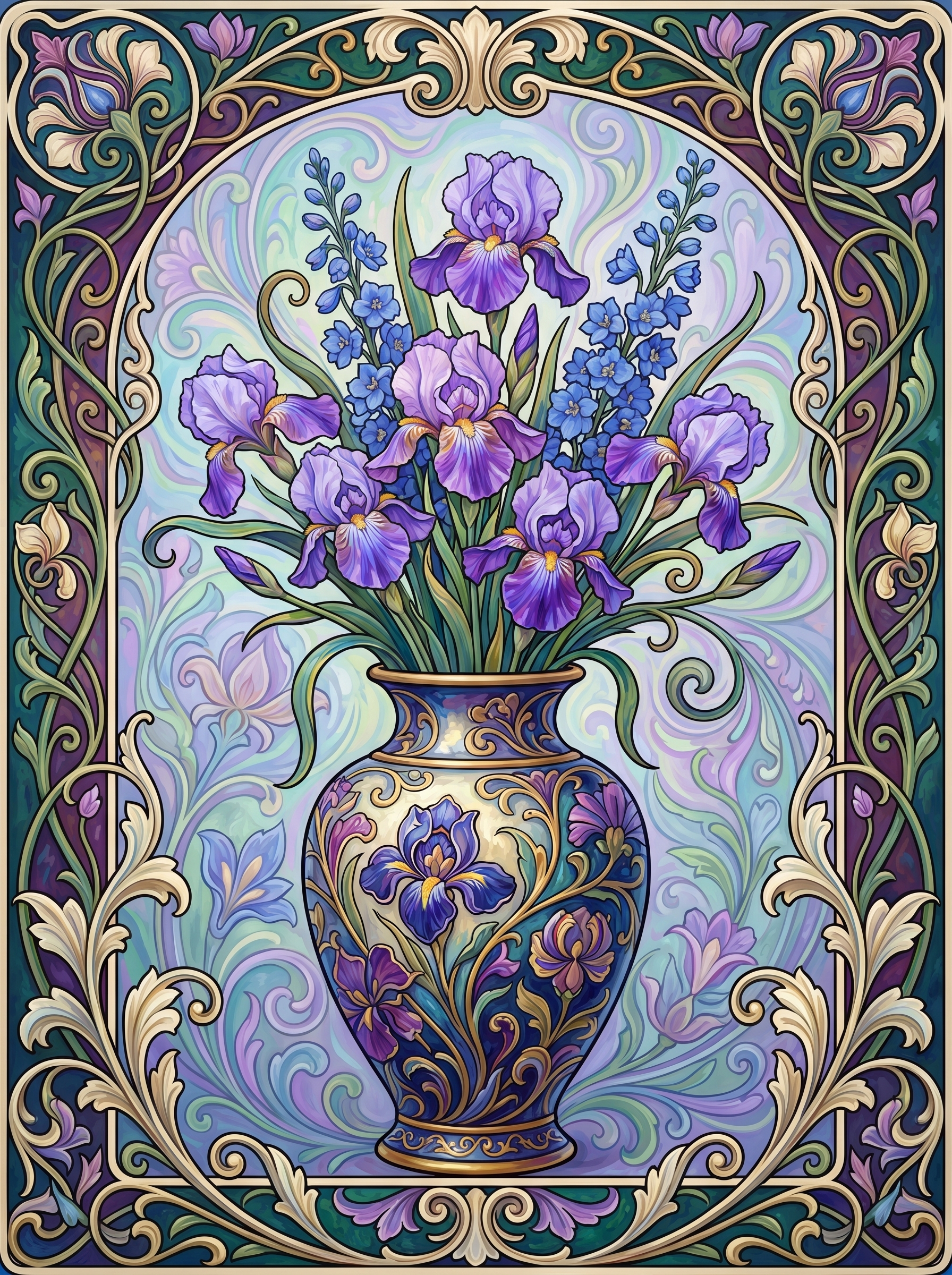 Purple Iris Vase Panel (80 Colors)
