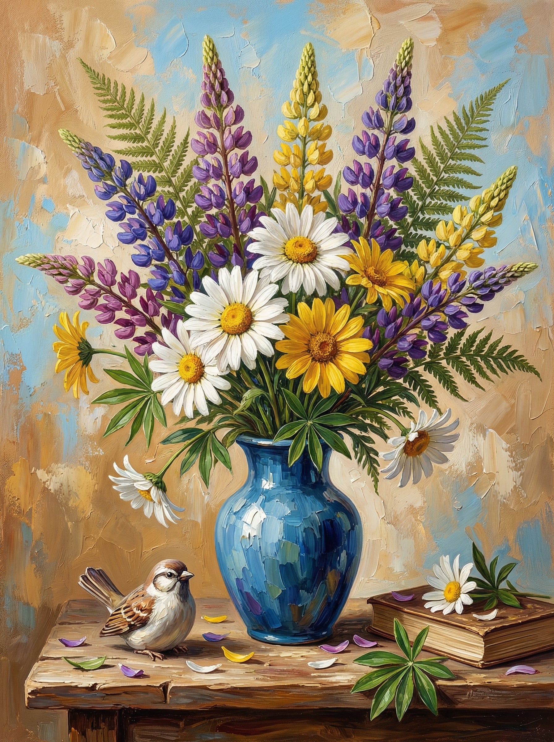 Purple Lupine Blue Vase (Diamond Painting) Diamond Painting kit