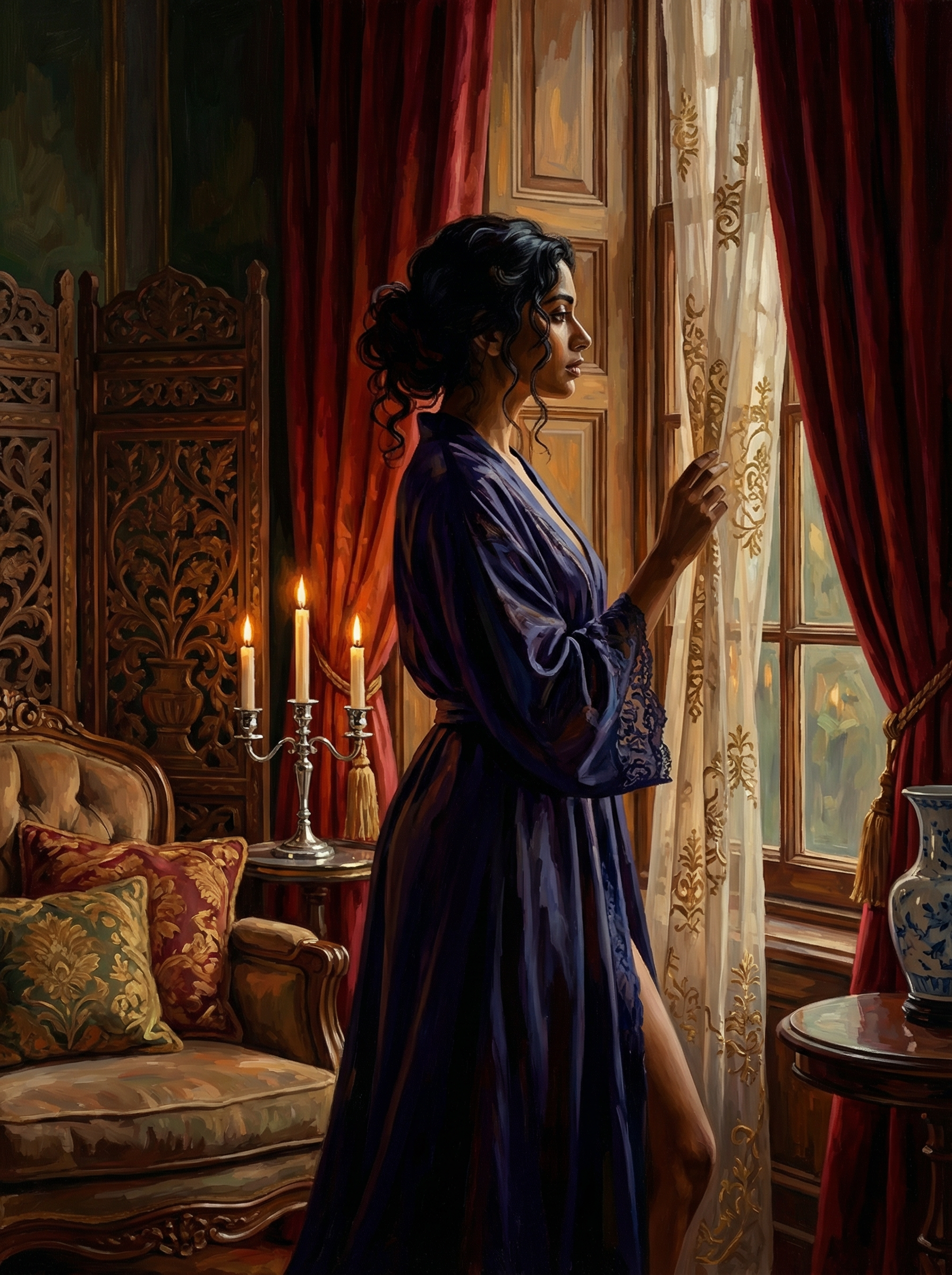 Purple Robe Red Curtain (Diamond Painting)