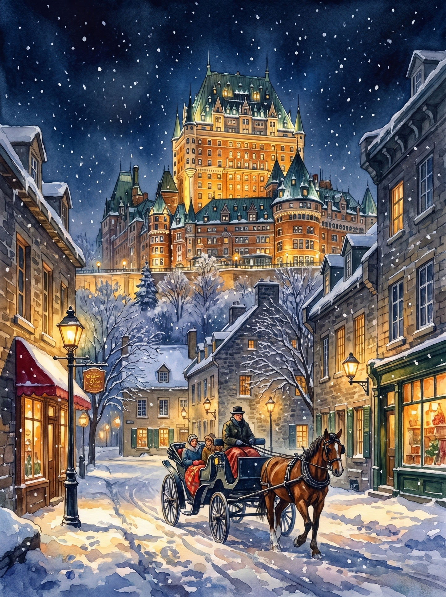 Snowy Night in Quebec City