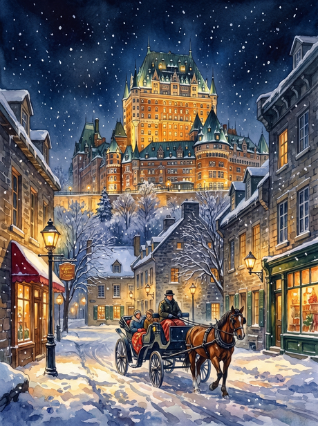 Snowy Night in Quebec City