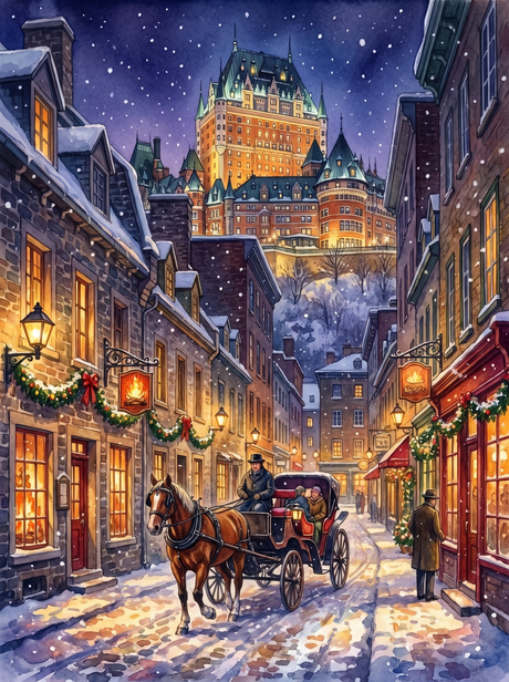 Snow in Petit Champlain, Quebec