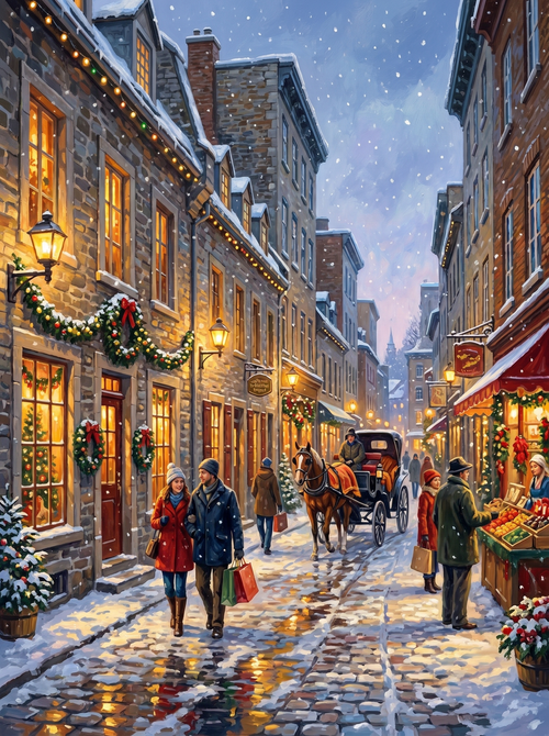 Quebec Petit Champlain Winter (150 Color Diamond Painting)