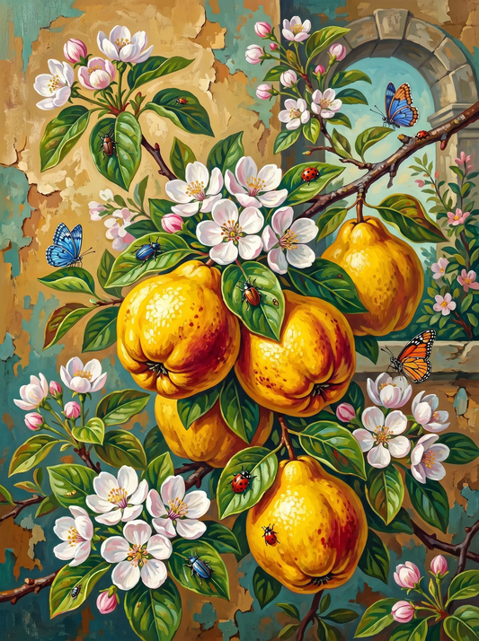 Quince Blossom Branch Butterflies (Diamond Painting) Diamond Painting kit