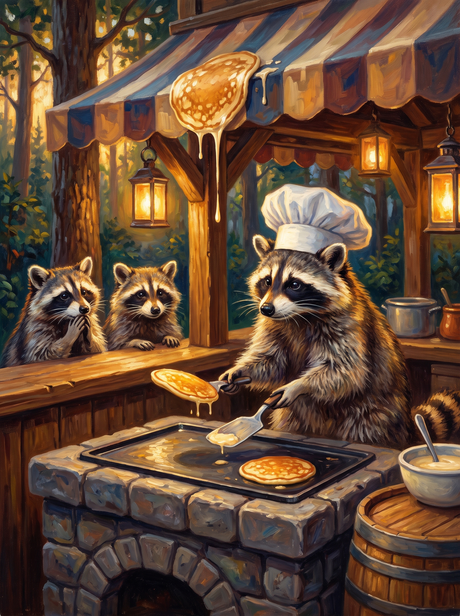 Raccoon Pancake Chef
