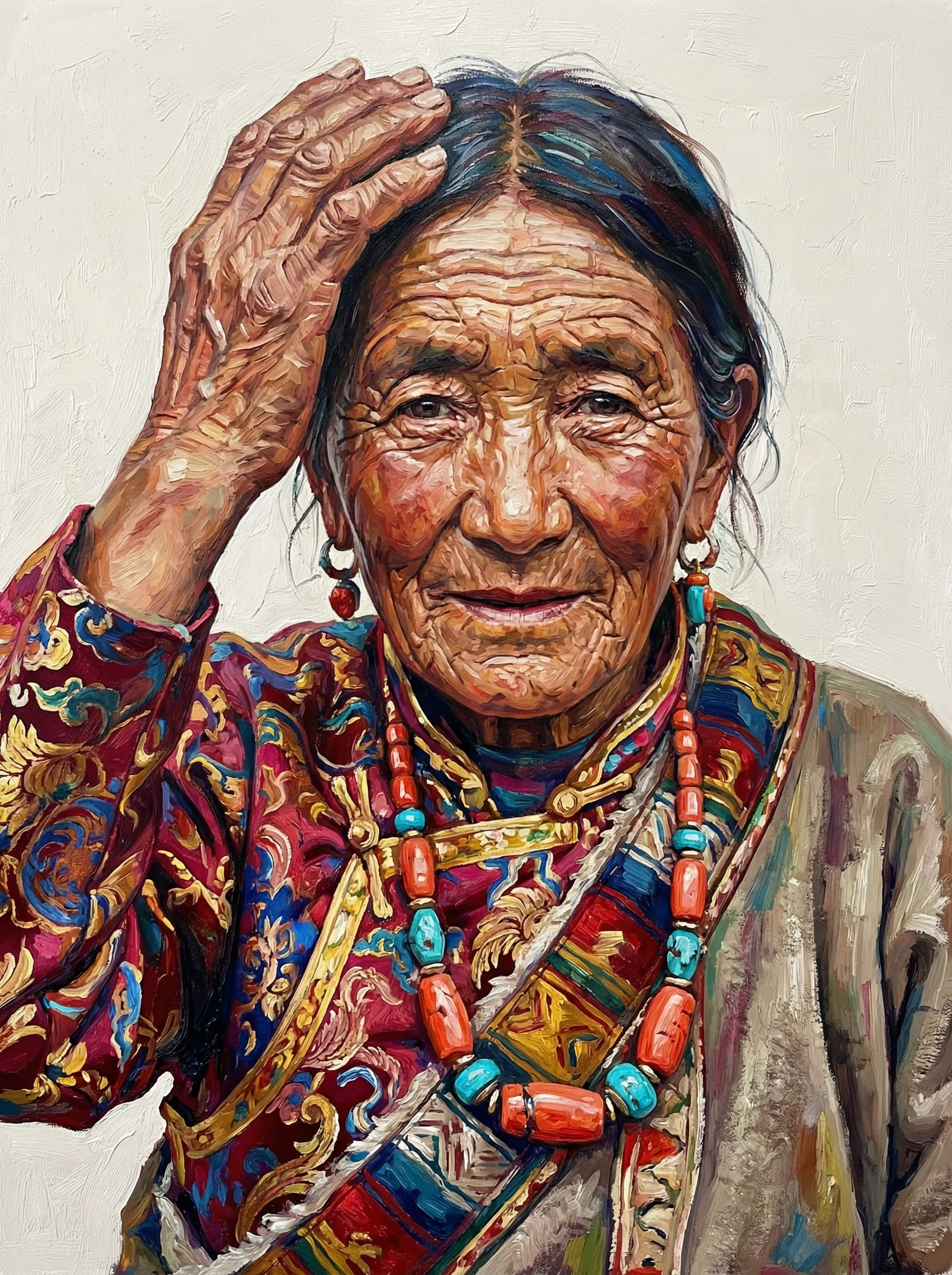 Radiant Elder Woman Headscarf (100 Color Diamond Painting)
