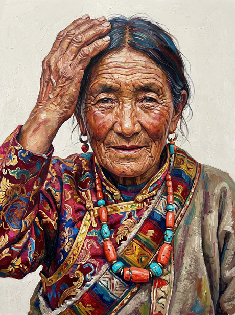 Radiant Elder Woman Headscarf (100 Color Diamond Painting) Diamond Painting kit