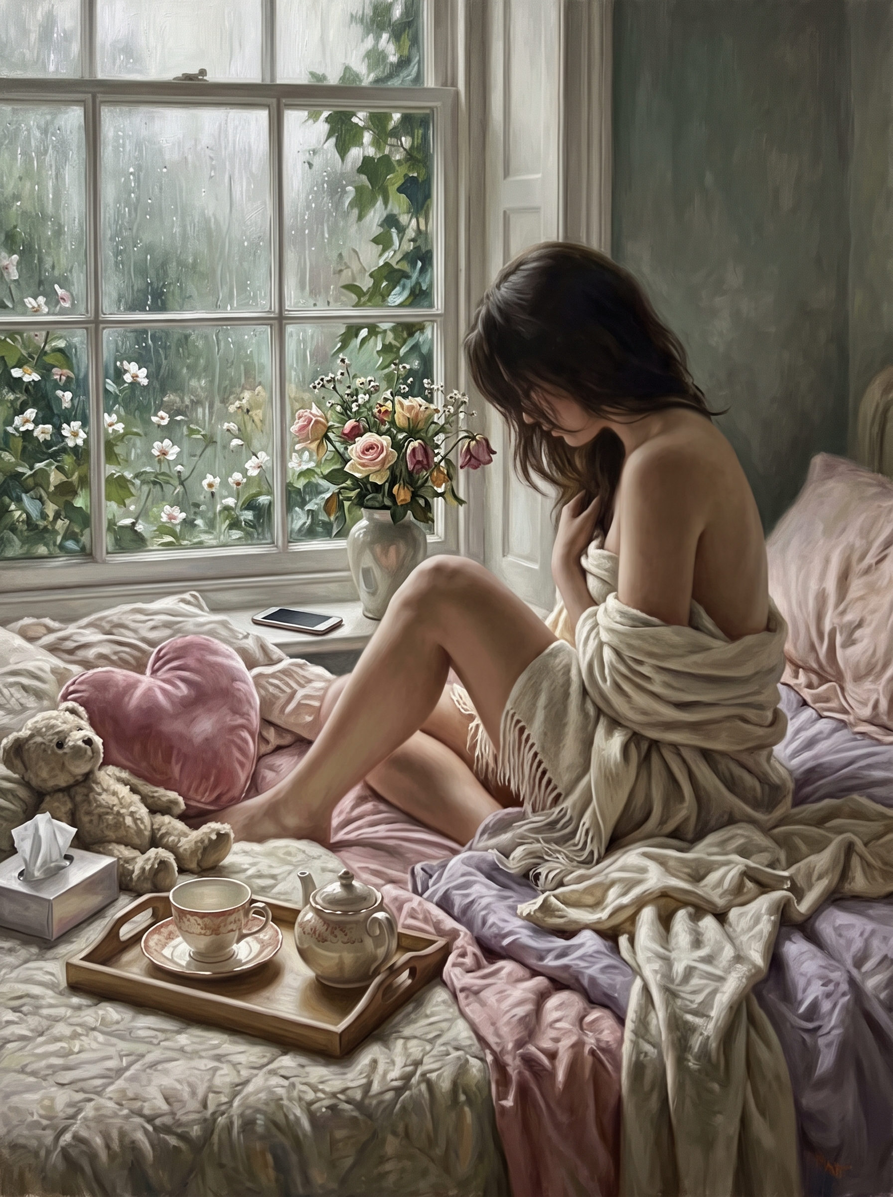 Rain on Pink Linen