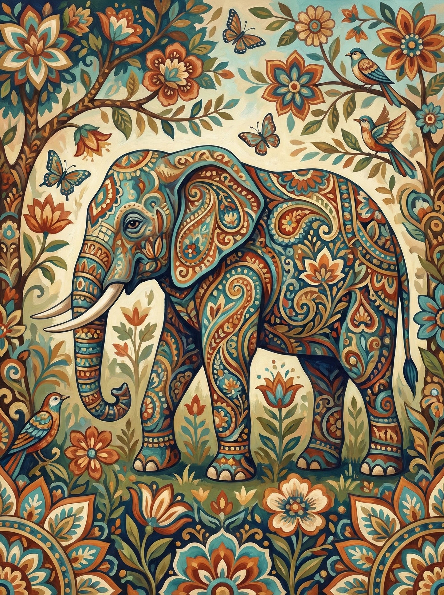 Rainbow Elephant Blooms (100 Color Diamond Painting) Diamond Painting kit