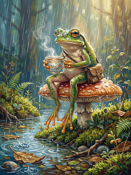 Rainy Frog Mushroom (Diamond Painting) Diamond Painting kit