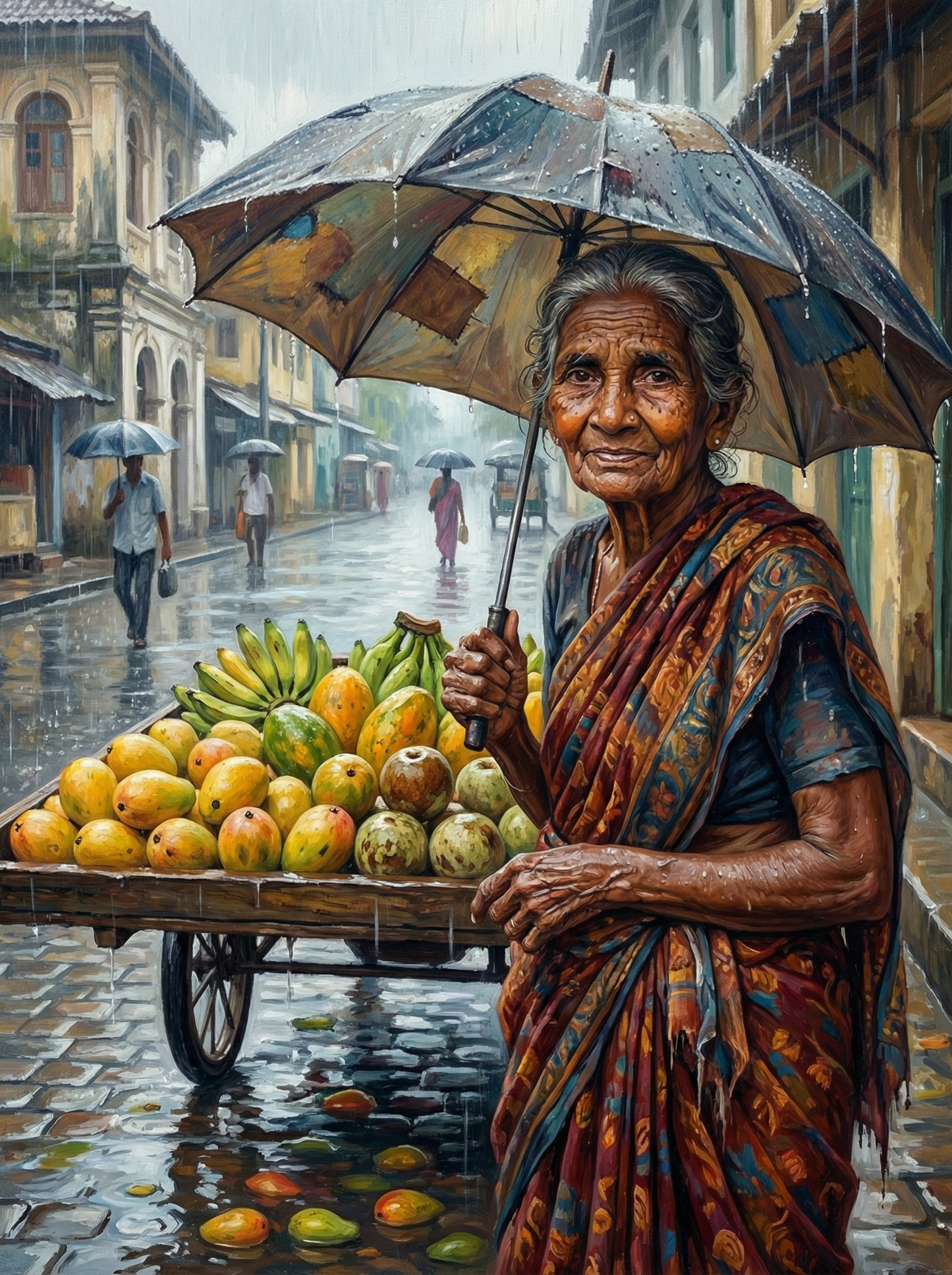 Rainy Fruit Stand (Diamond Painting) Diamond Painting kit