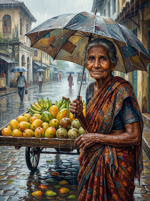 Rainy Fruit Stand (Diamond Painting) Diamond Painting kit