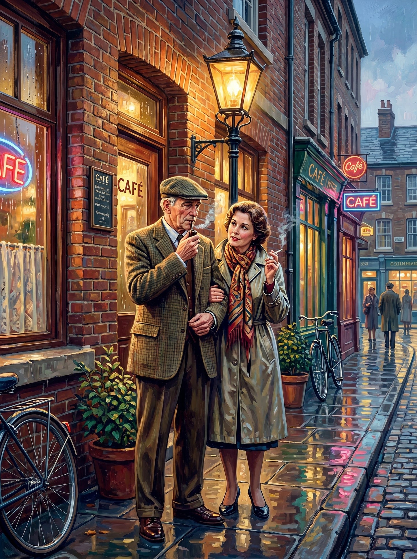 Rainy Street Lovers (150 Color Diamond Painting)